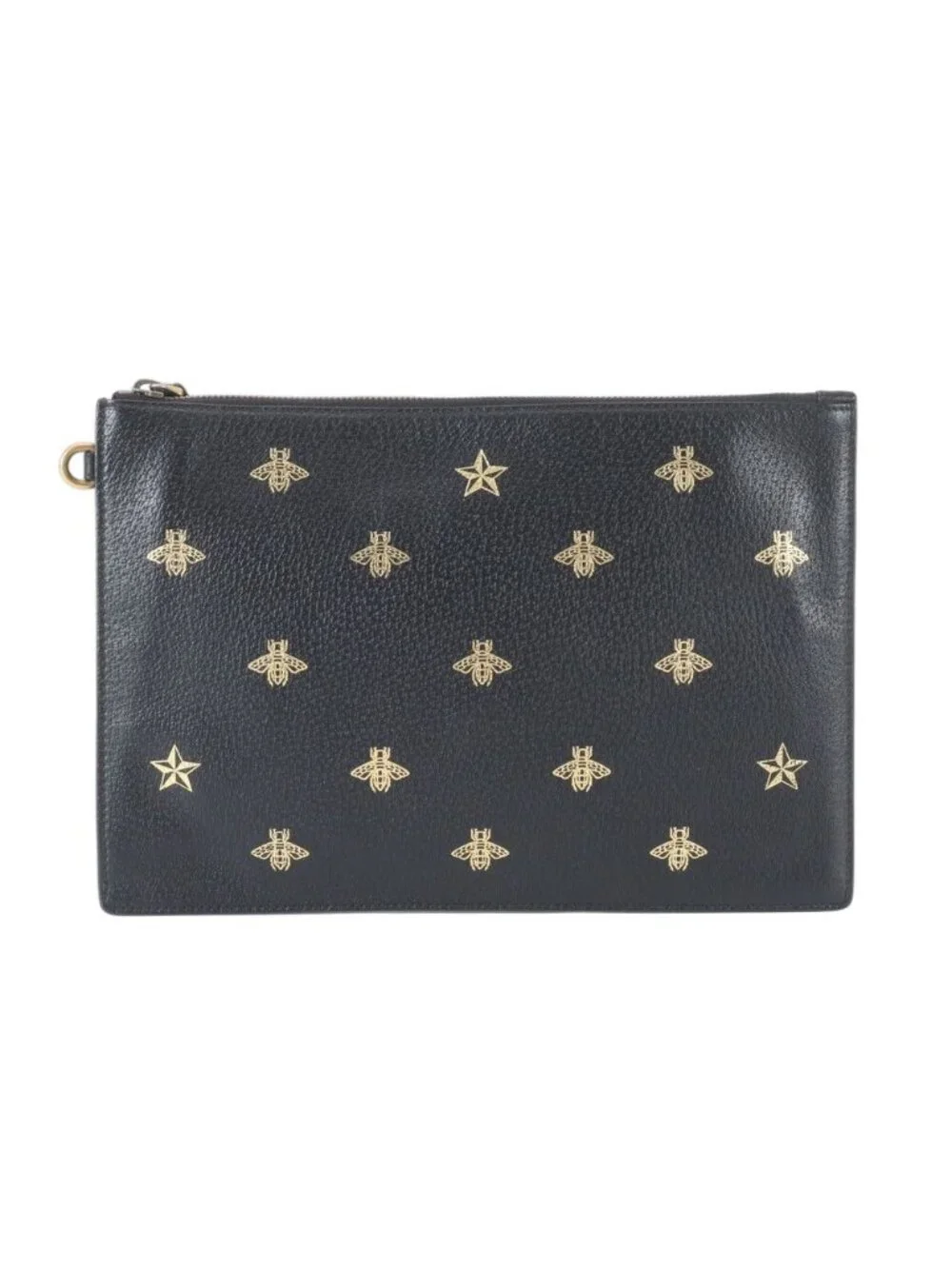 Gucci Bi Star Leather Clutch Pouch Business Black